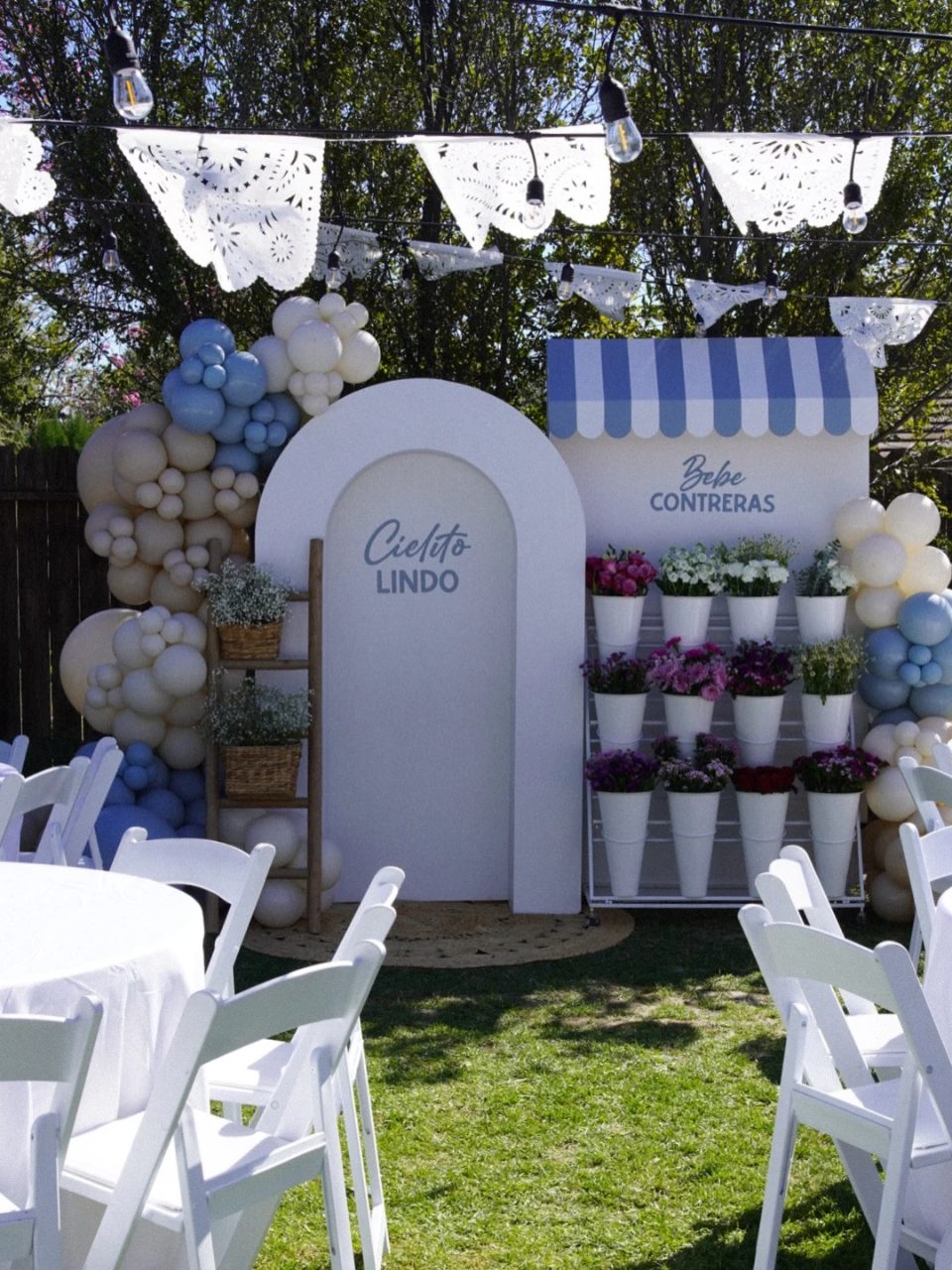 Blue and White Market Displays cielito lindo baby shower