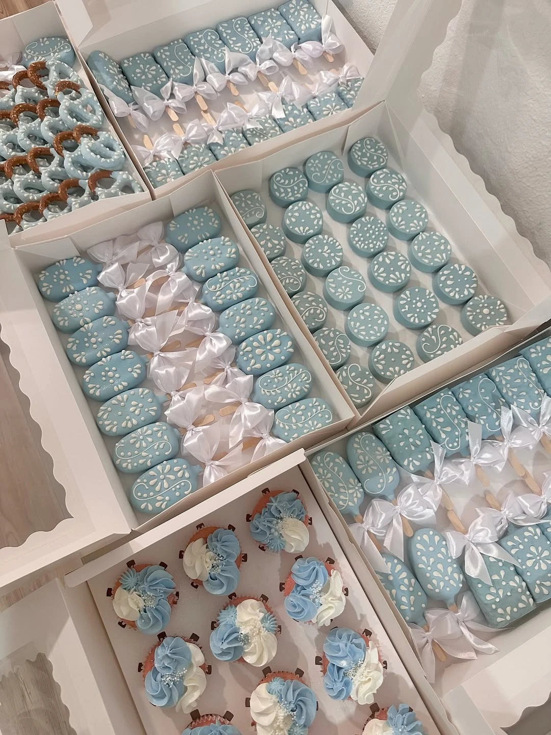 Talavera-Inspired Sky Blue Treats cielito lindo baby shower
