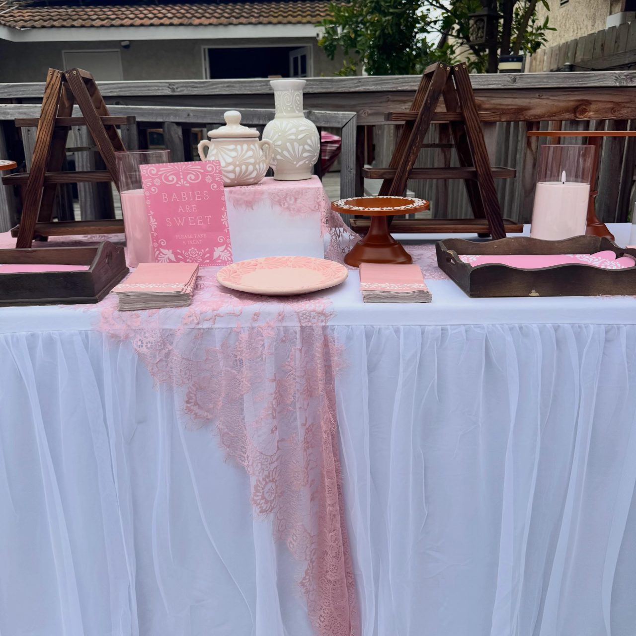 Rustic Pottery Dessert Risers cielito lindo baby shower