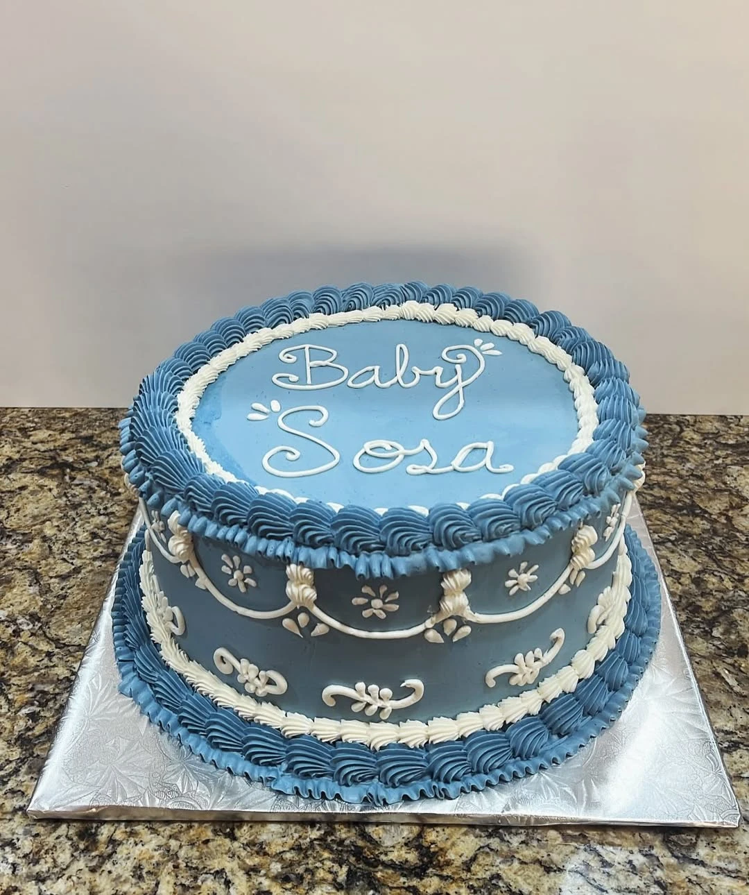Ornate Sky Blue Cakes cielito lindo baby shower