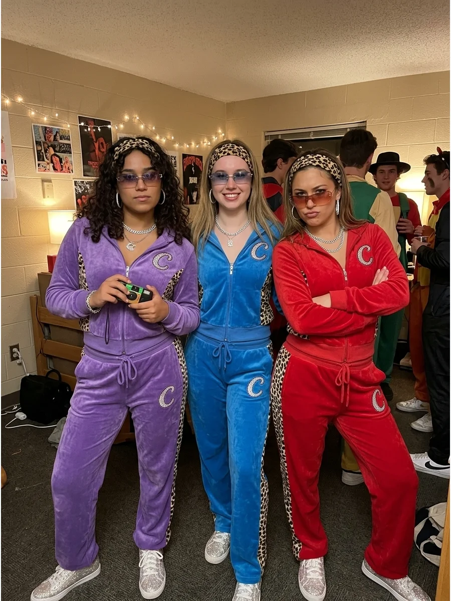 The Cheetah Girls. Wear coordinated tracksuits or colorful tops with cheetah-print accessories for a nostalgic group costume. Complete the outfits with matching headbands, sunglass