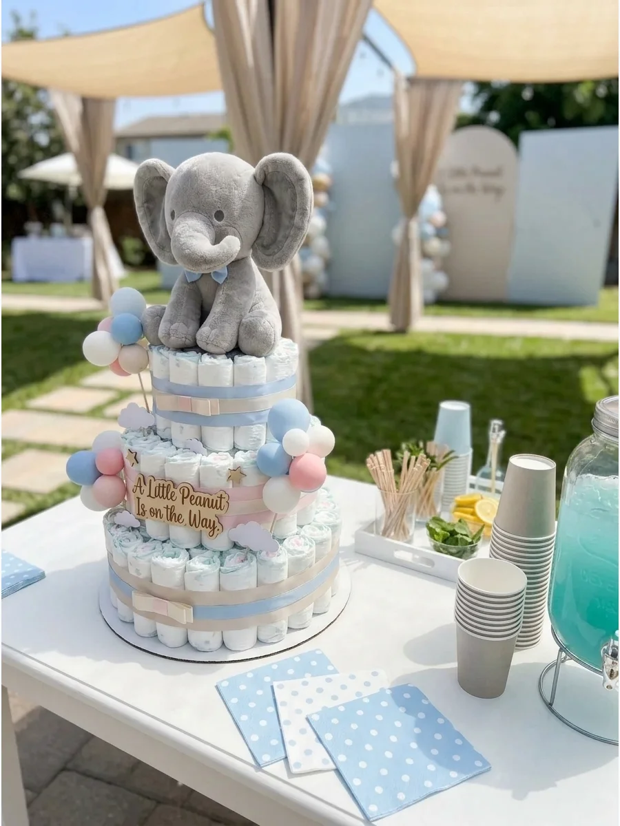 Elephant Diaper Cake support view 1