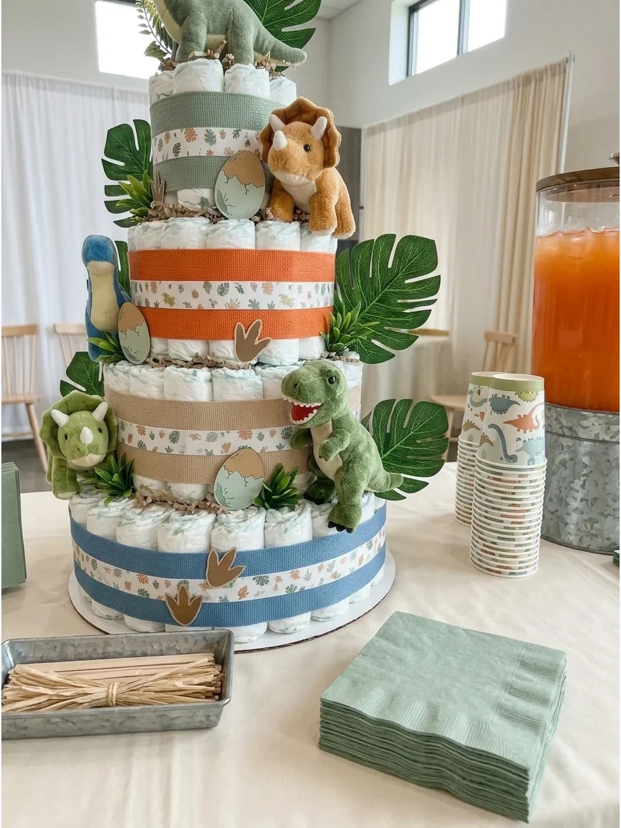 Dinosaur Diaper Cake support view 2