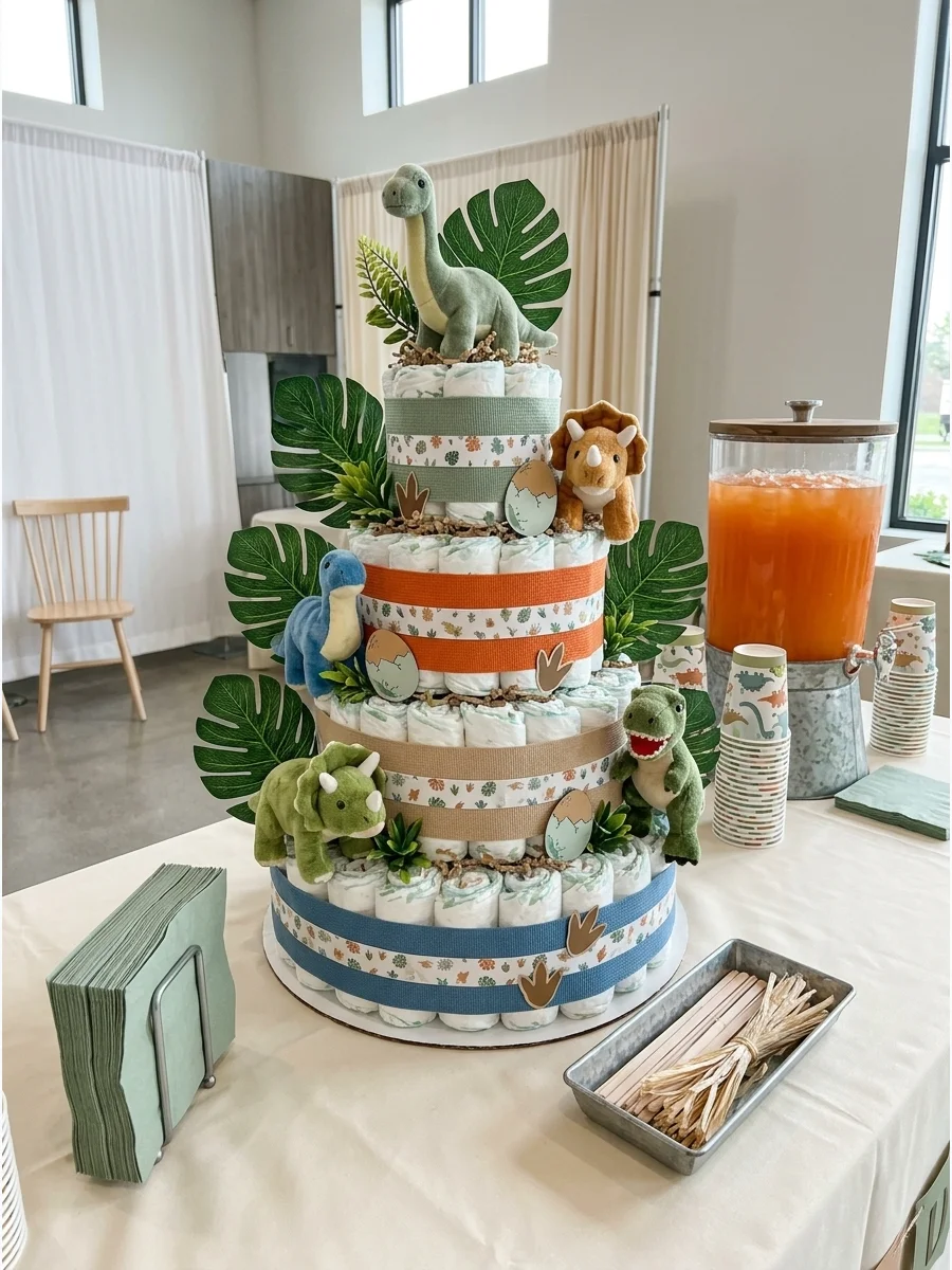 Drink Station Diaper Cake Ideas for Baby Showers