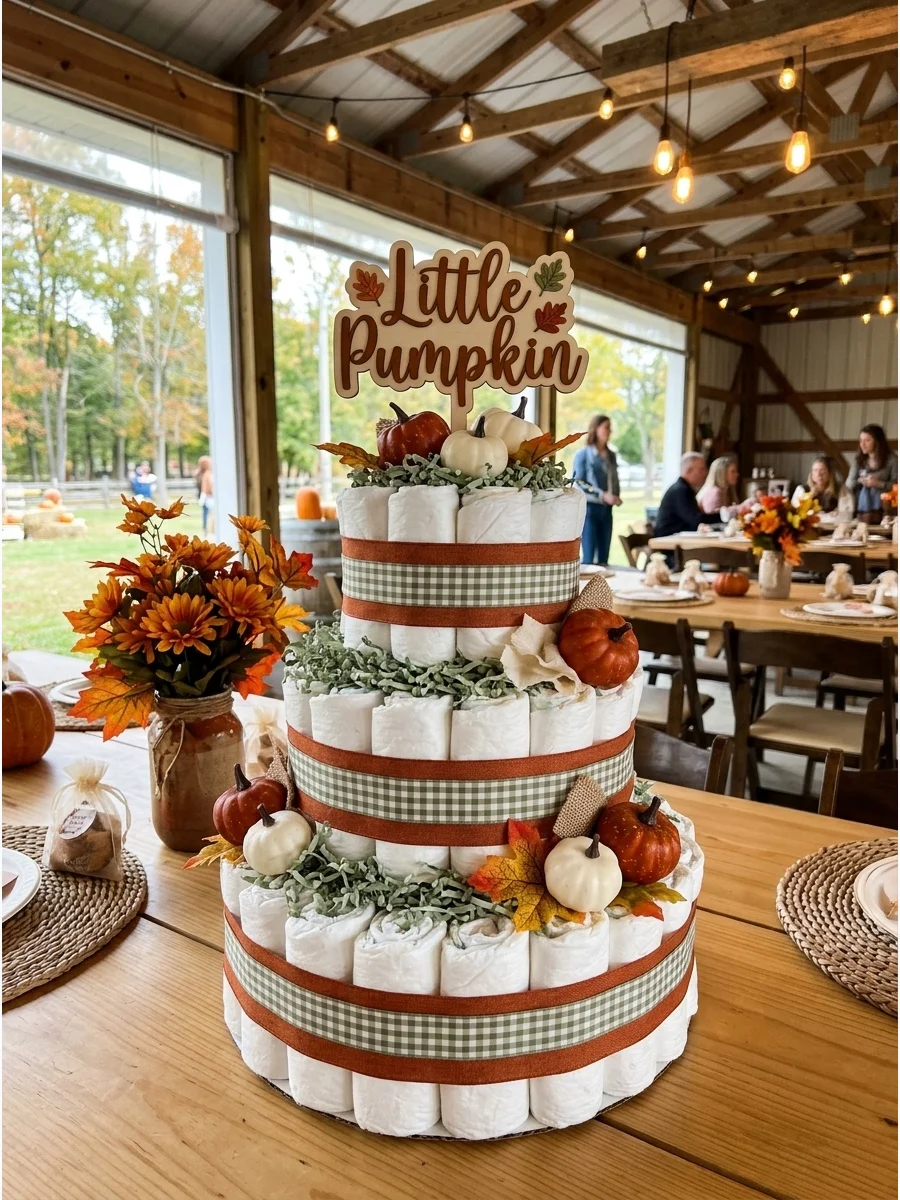 Little Pumpkin Diaper Cake Diaper Cake Ideas for Baby Showers