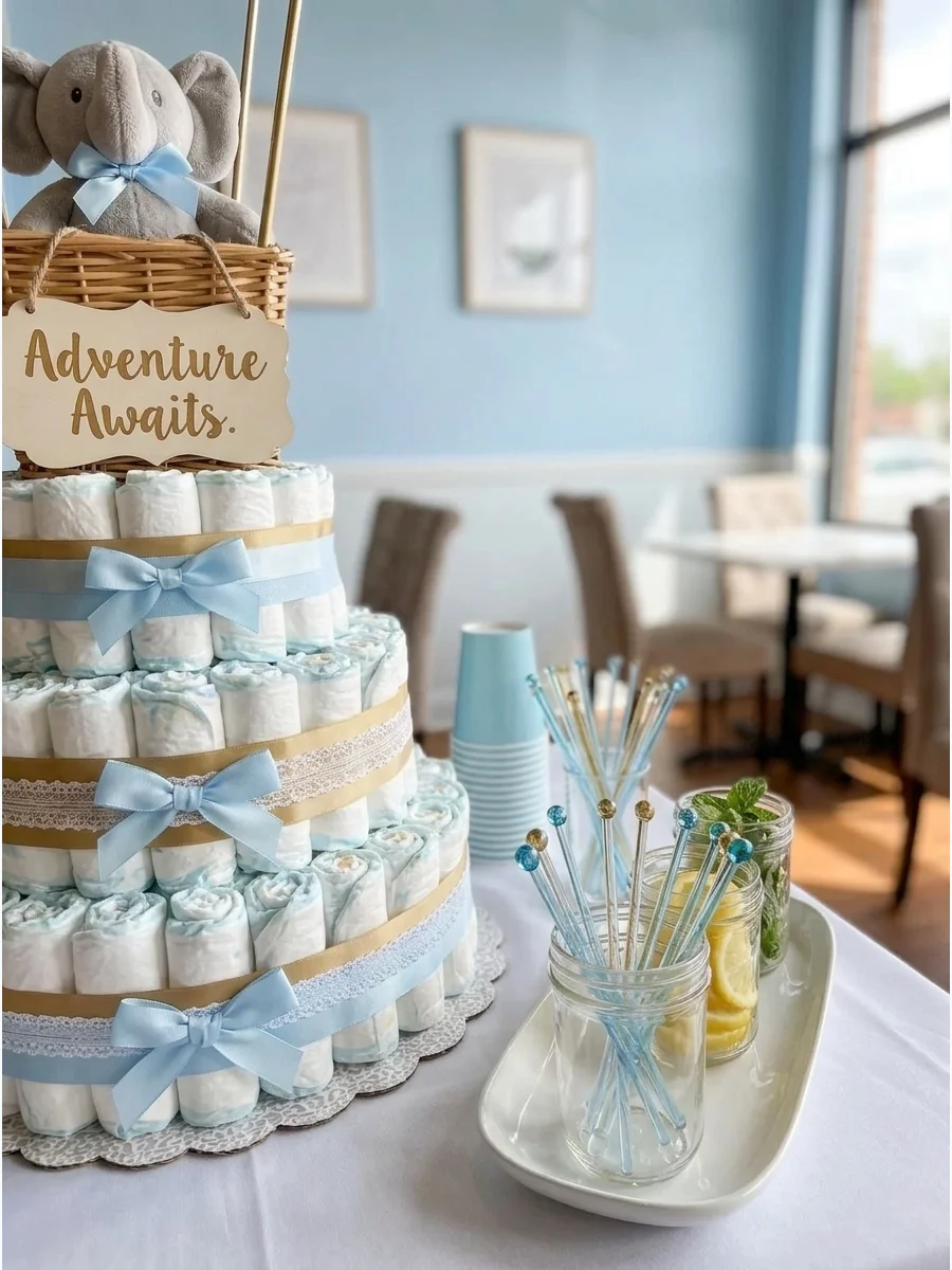 Hot-Air Balloon Diaper Cake support view 2