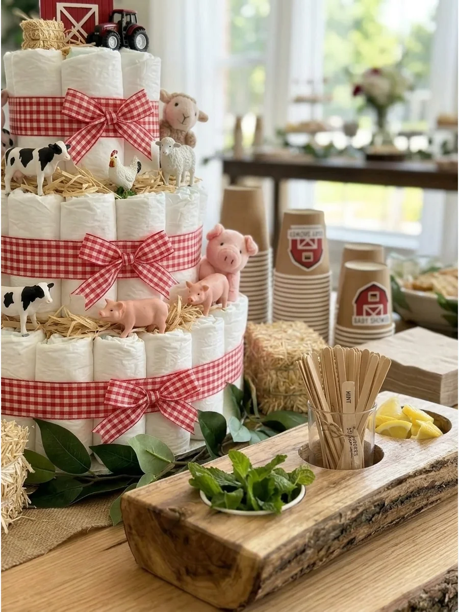 Farm Animal Diaper Cake support view 2