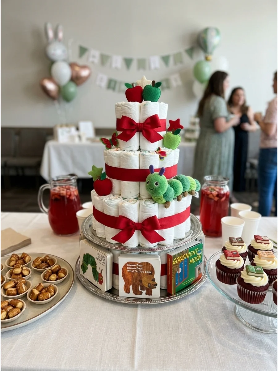 Snack Table Diaper Cake Ideas for Baby Showers