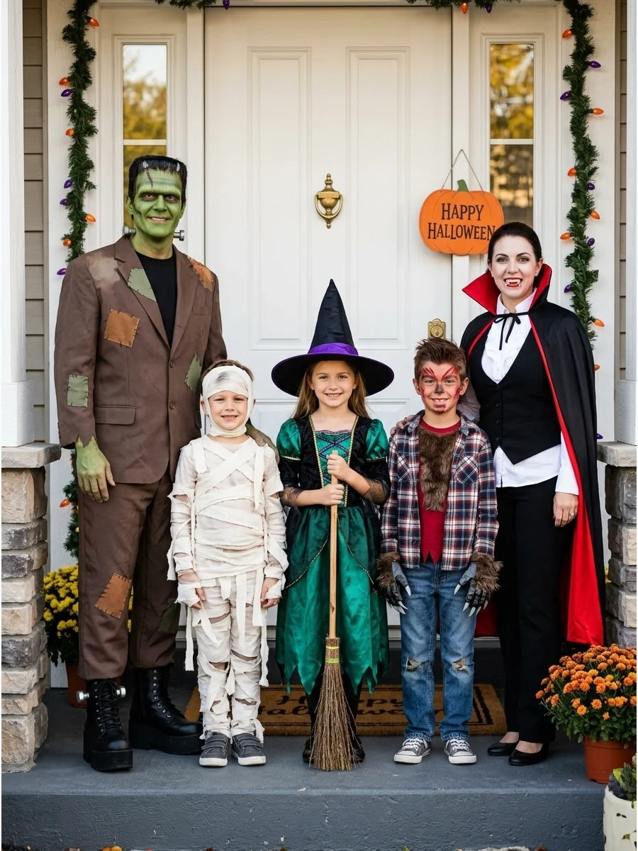 Classic Halloween Monsters Costume. Bring together Dracula, Frankenstein’s monster, a mummy, a werewolf, and a witch. Each person gets a completely different costume while the over
