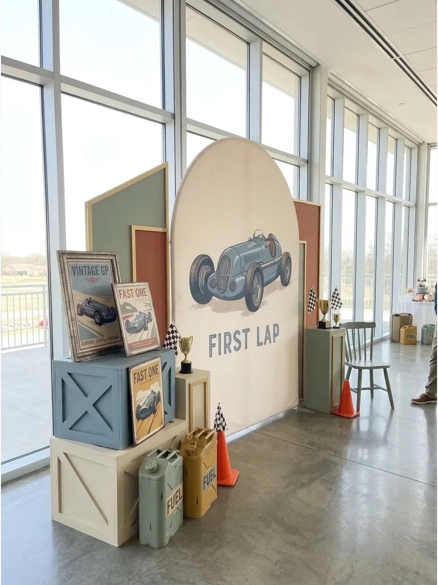 Vintage Race Car Backdrop support view 1