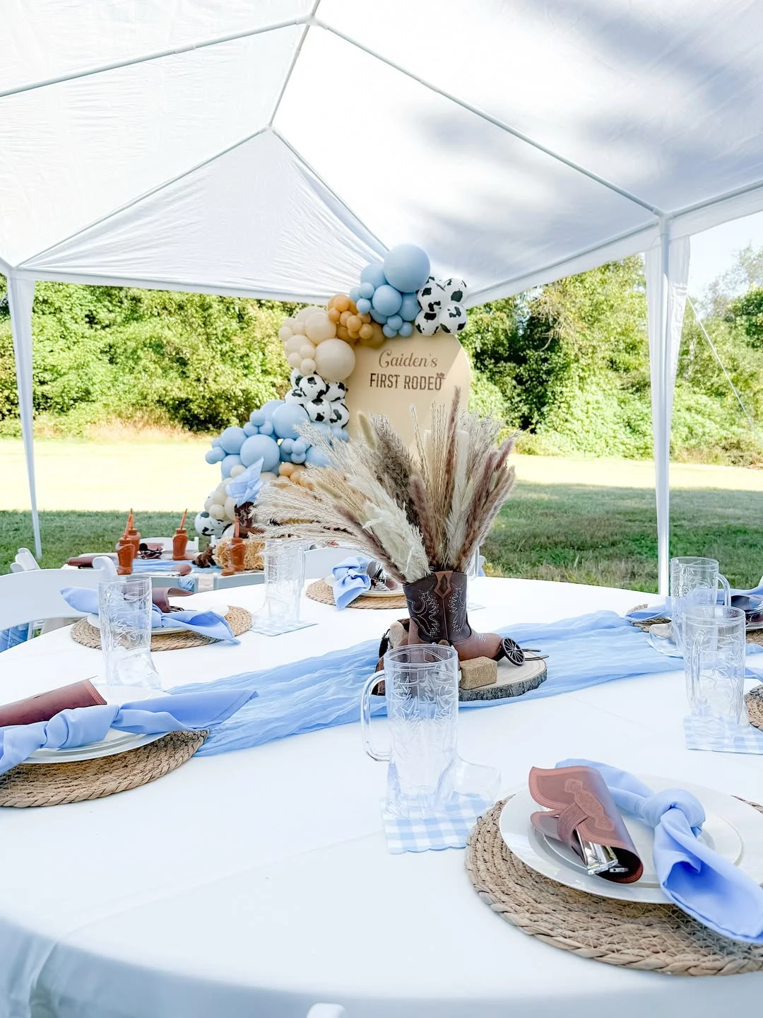 Boho-Western Table Settings first rodeo birthday party