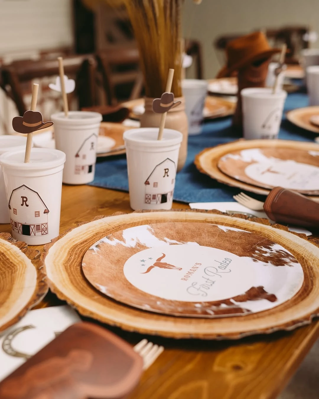 Customized Western Place Settings first rodeo birthday party