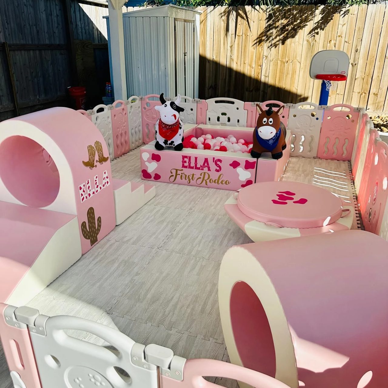 Themed Soft Play Corral first rodeo birthday party