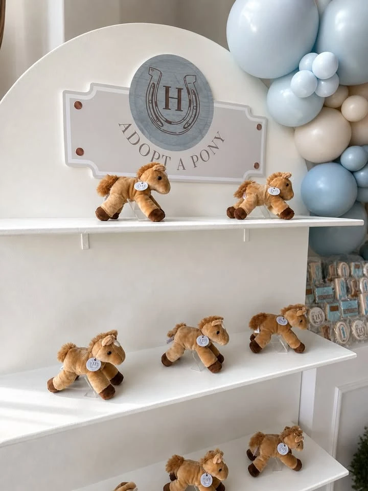 Plush Horse Adoption Station first rodeo birthday party