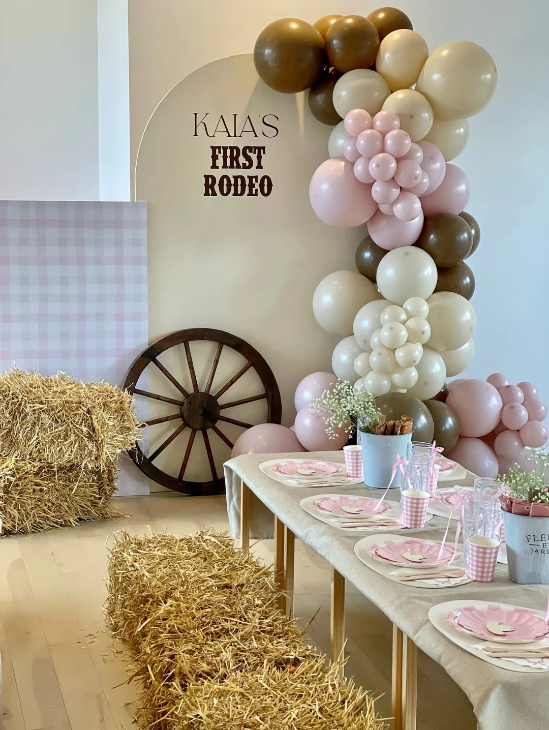 Layered Desert Toned Backdrop first rodeo birthday party