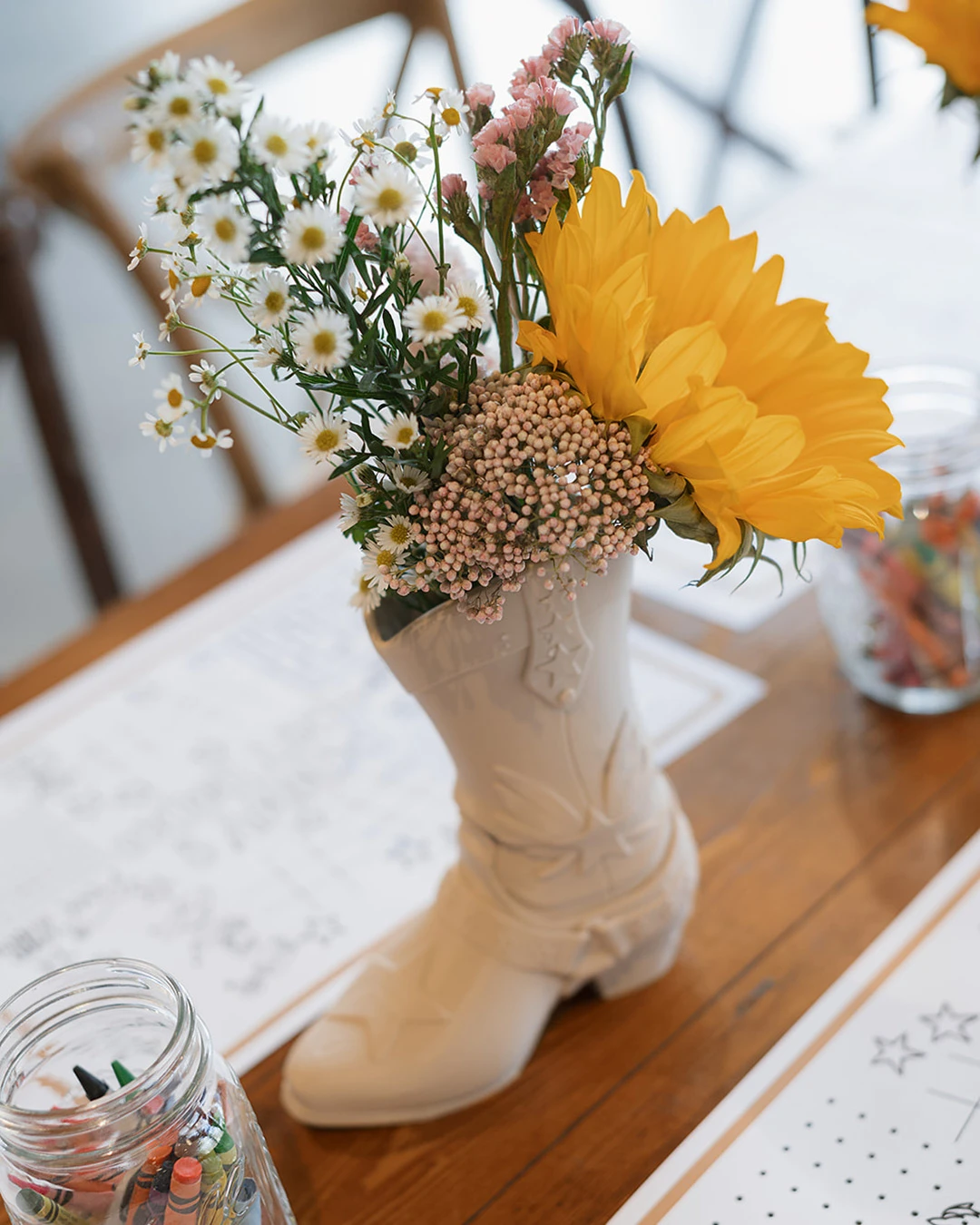 Boot Vase Activity Station first rodeo birthday party