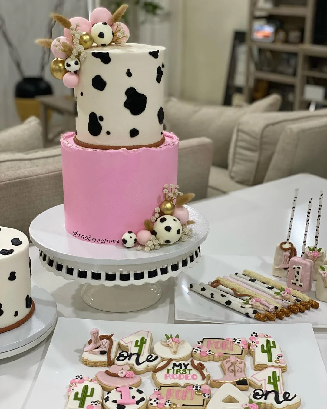 Pink Rodeo Dessert Palette first rodeo birthday party