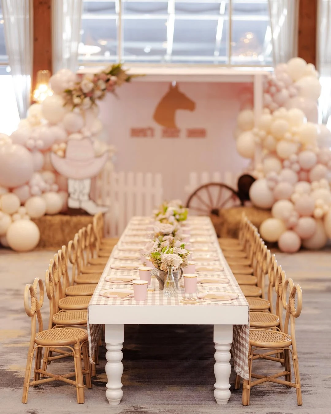 Western Picket Fence Backdrop first rodeo birthday party
