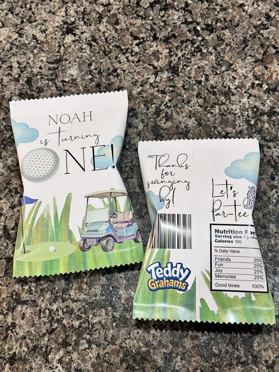 Customized Caddie Treat Branding hole in one first birthday