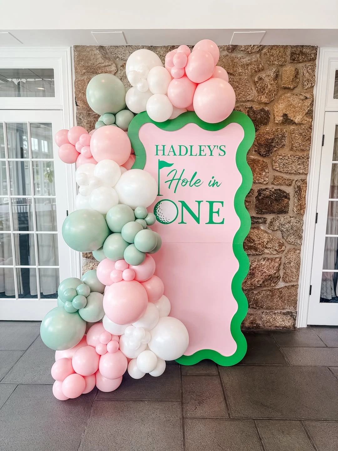 Scalloped Fairway Backdrop hole in one first birthday