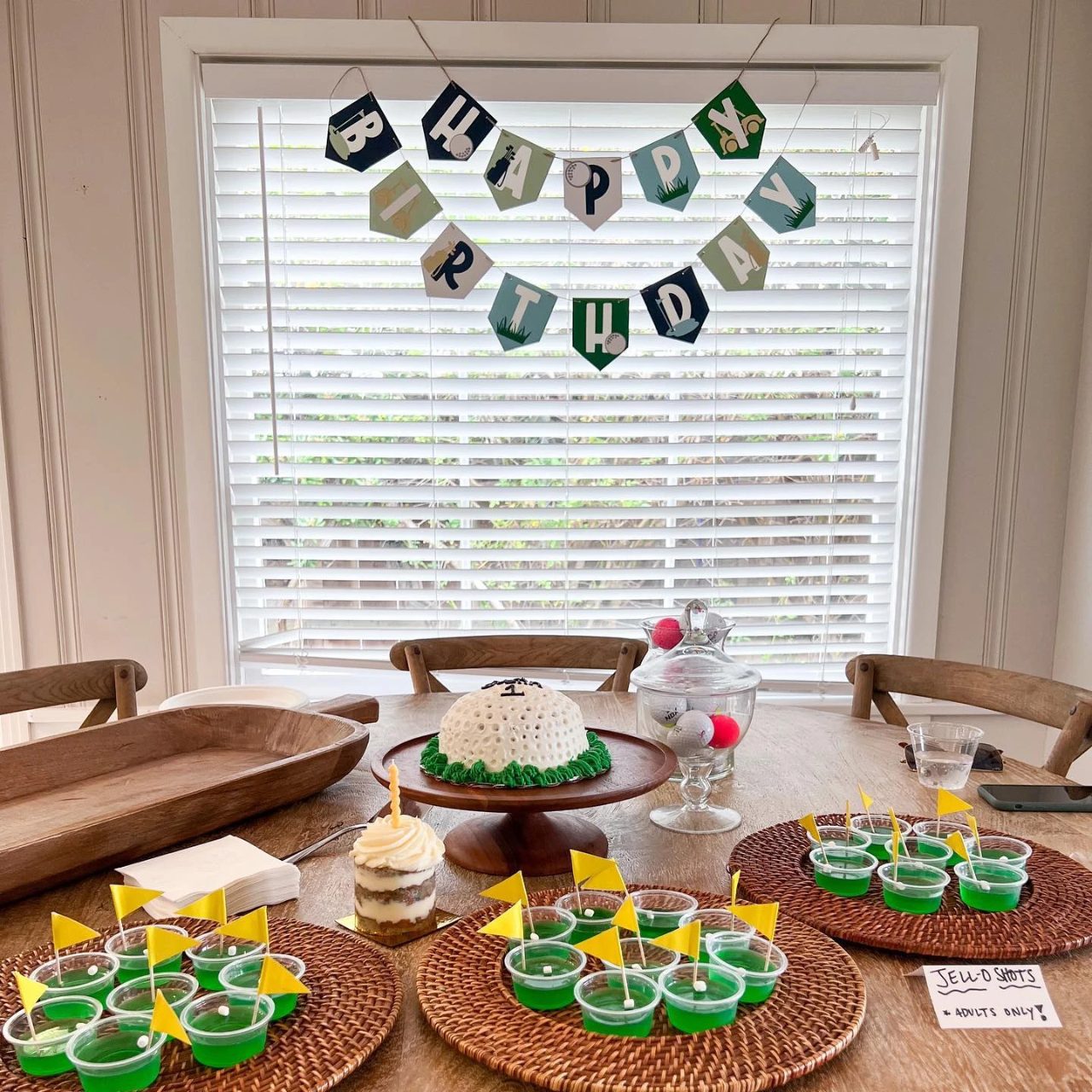 Dimpled Sphere Cake Design hole in one first birthday