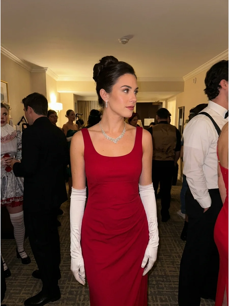 Vivian Ward From Pretty Woman. Recreate Vivian’s elegant transformation with a long red evening dress, white opera gloves, sparkling necklace, and a polished updo. Iconic halloween