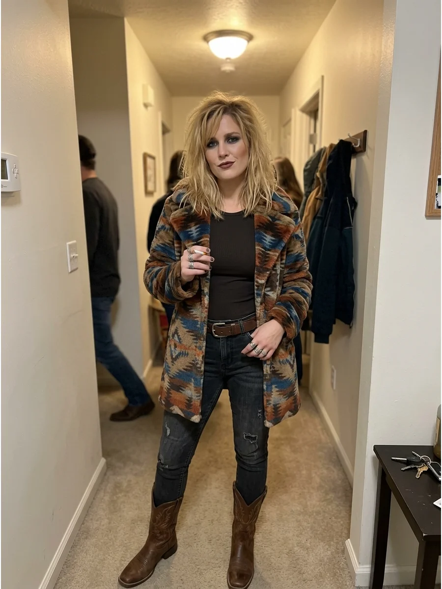 Beth Dutton. Create Beth’s Western-inspired look with a patterned coat, fitted top, jeans, boots, smoky eye makeup, and tousled blonde hair. Iconic halloween costumes women
