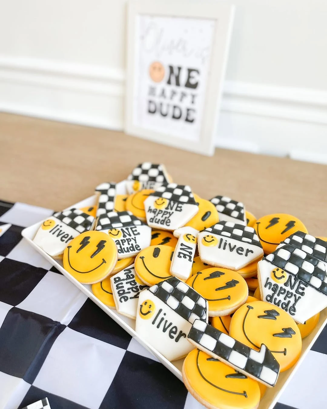 Themed Graphic Cookies one happy dude birthday