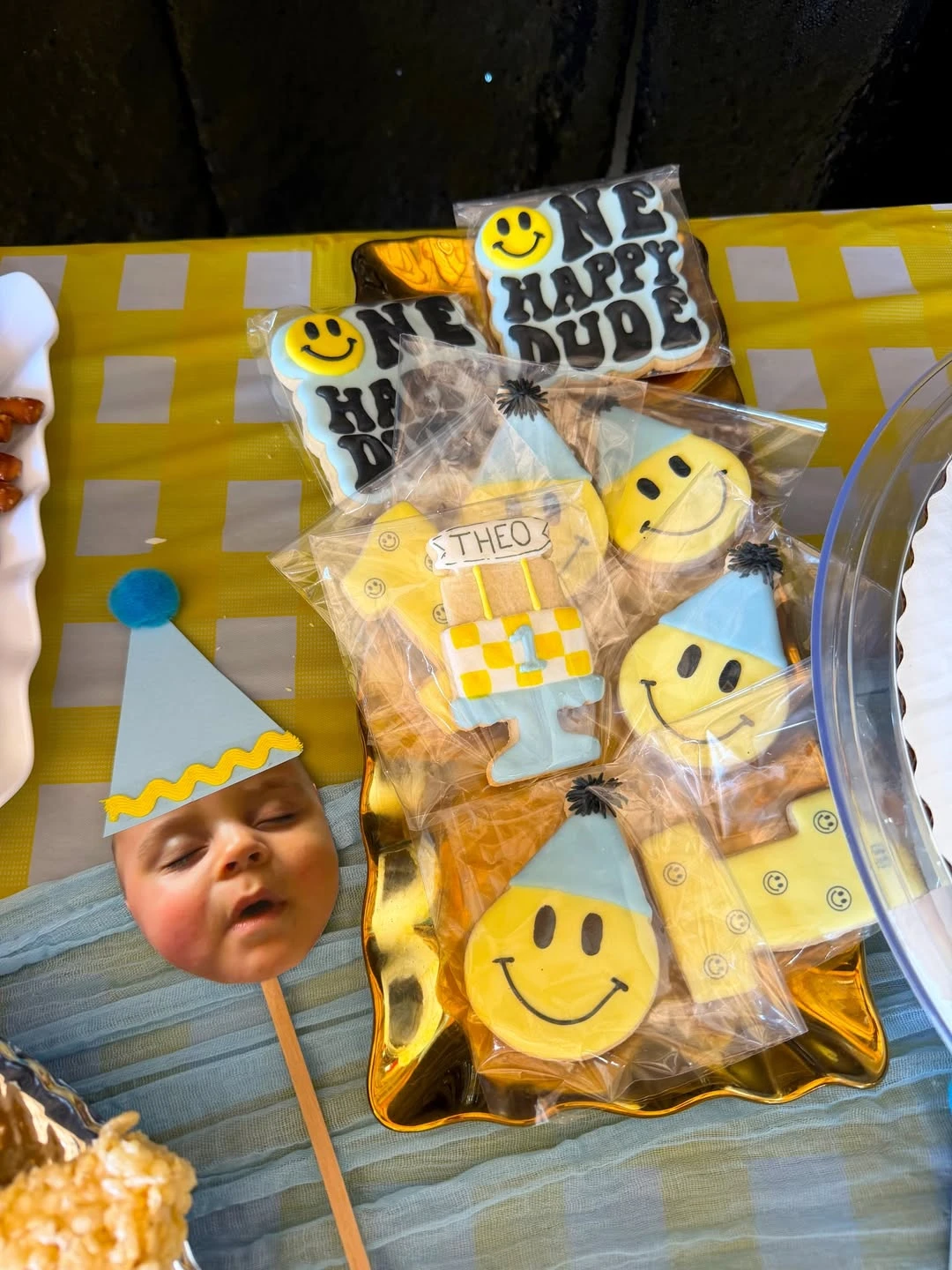Smiley Face Iced Cookies one happy dude birthday
