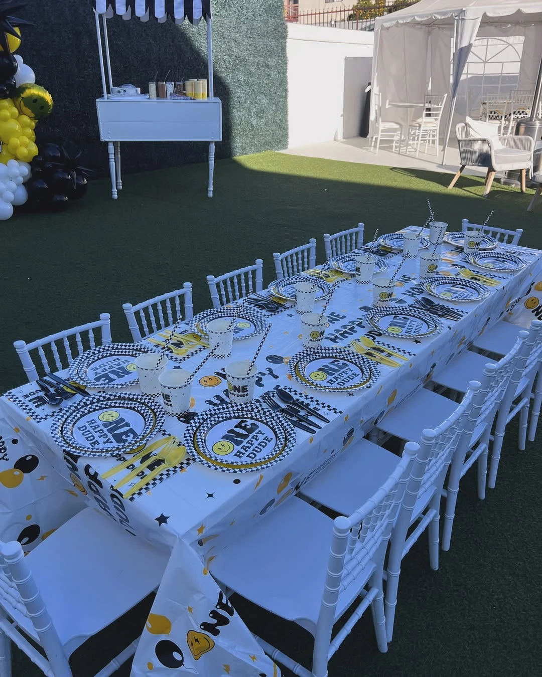 Patterned Toddler Dining Zone one happy dude birthday