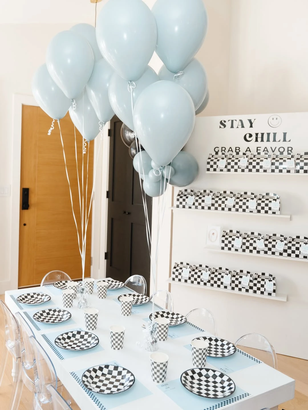 Wall-Mounted Favor Box Display one happy dude birthday