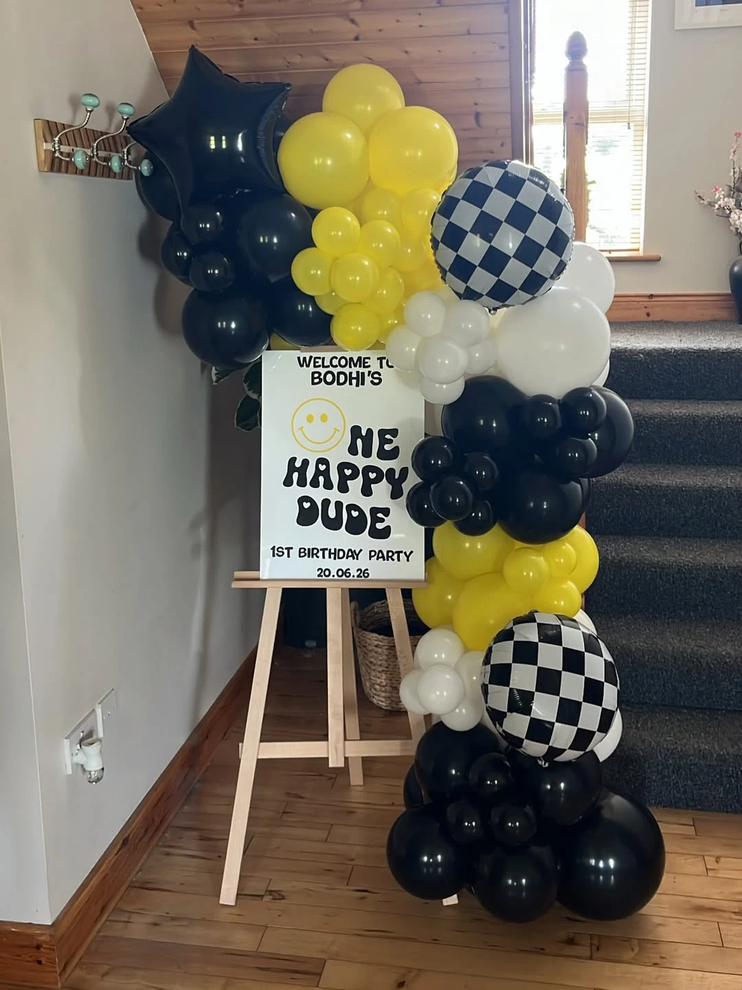 Easel Mounted Greeting Sign one happy dude birthday