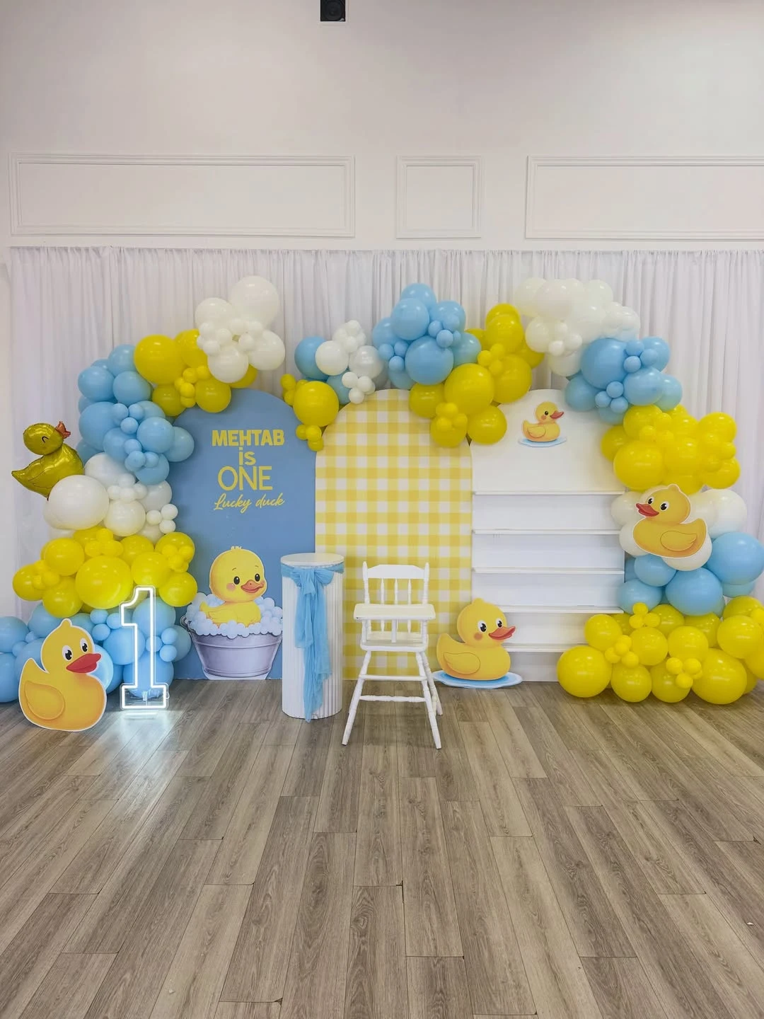 Patterned Arch Backdrop one lucky duck birthday party