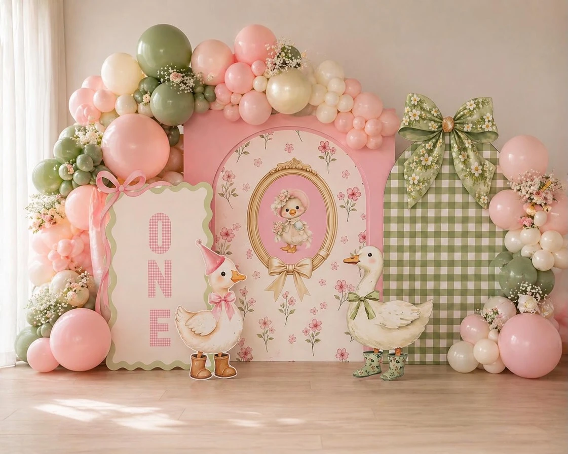Illustrated Duckling Panel Set one lucky duck birthday party