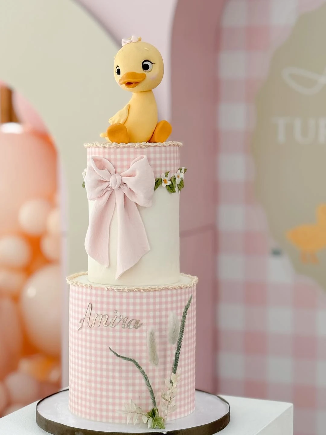 Patterned Character Topper Cake one lucky duck birthday party