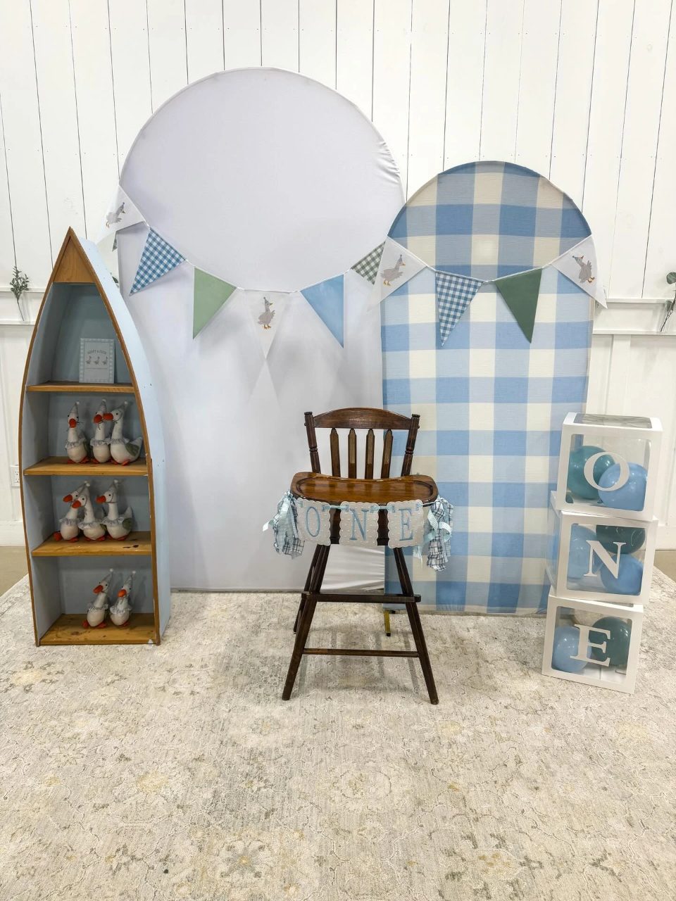 High Chair Photo Zone one lucky duck birthday party