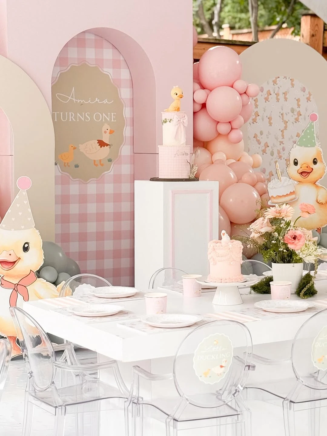 Patterned Arch Backdrop Layers one lucky duck birthday party