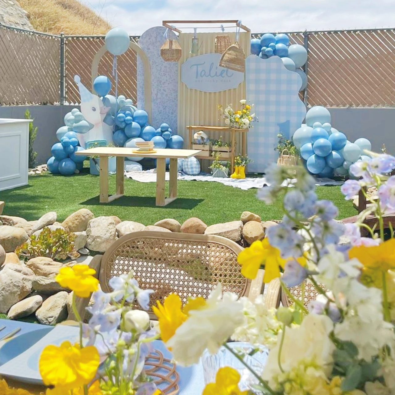 Multi-Height Pond Backdrop one lucky duck birthday party