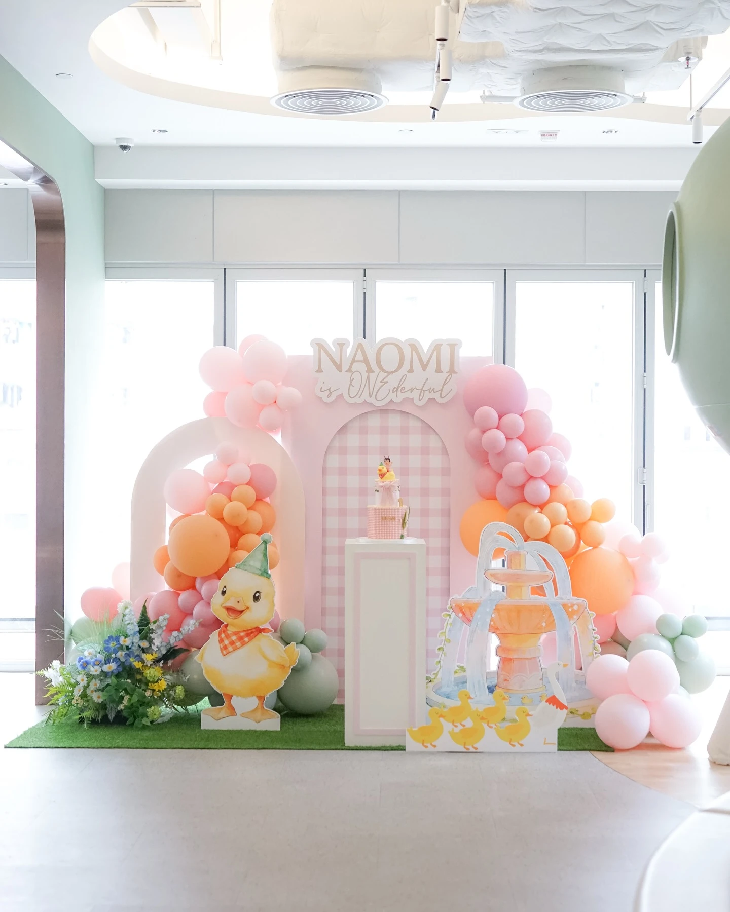 Fountain Scene Focal Point one lucky duck birthday party