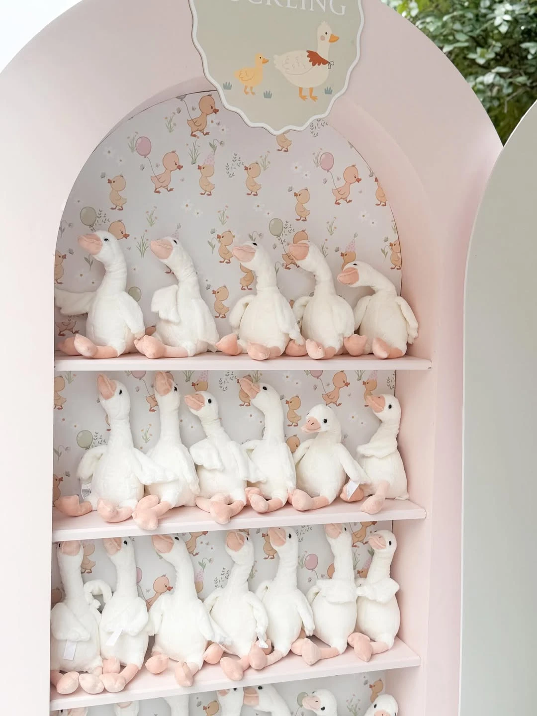 Plush Goose Favor Shelf one silly goose birthday
