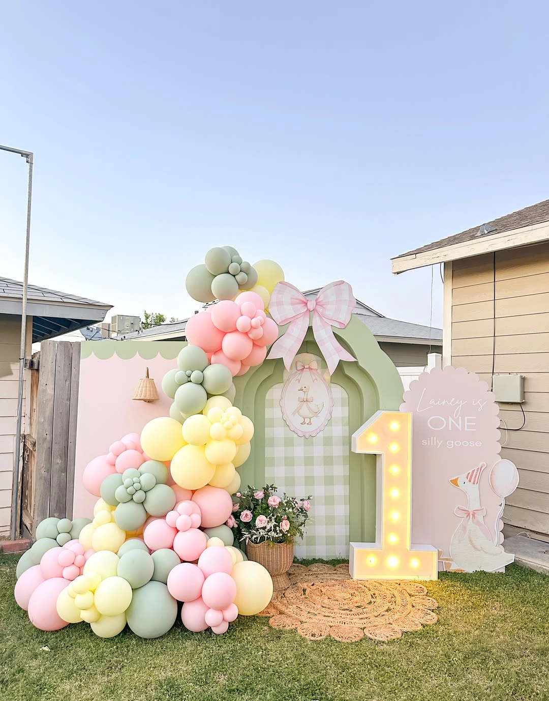 Pastel Pond-Side Photo Zone one silly goose birthday