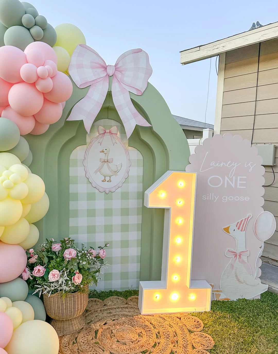 Pastel Pond-Side Photo Zone one silly goose birthday