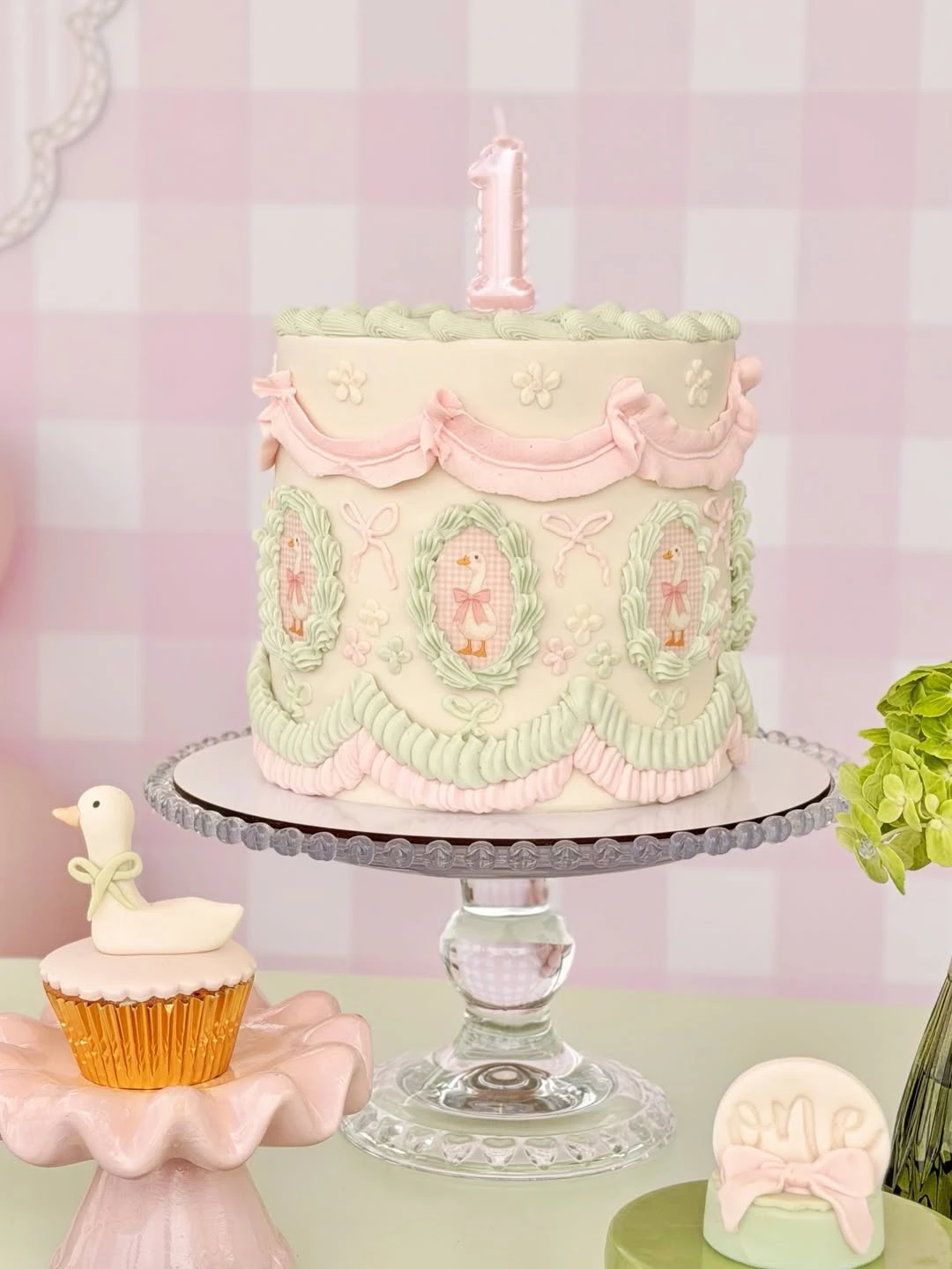 Vintage Cameo Goose Cake one silly goose birthday