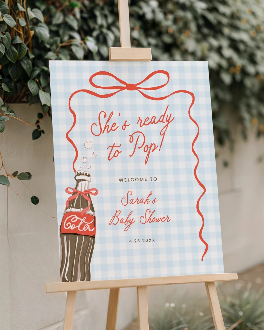 Patterned Welcome Display she s ready to pop baby shower