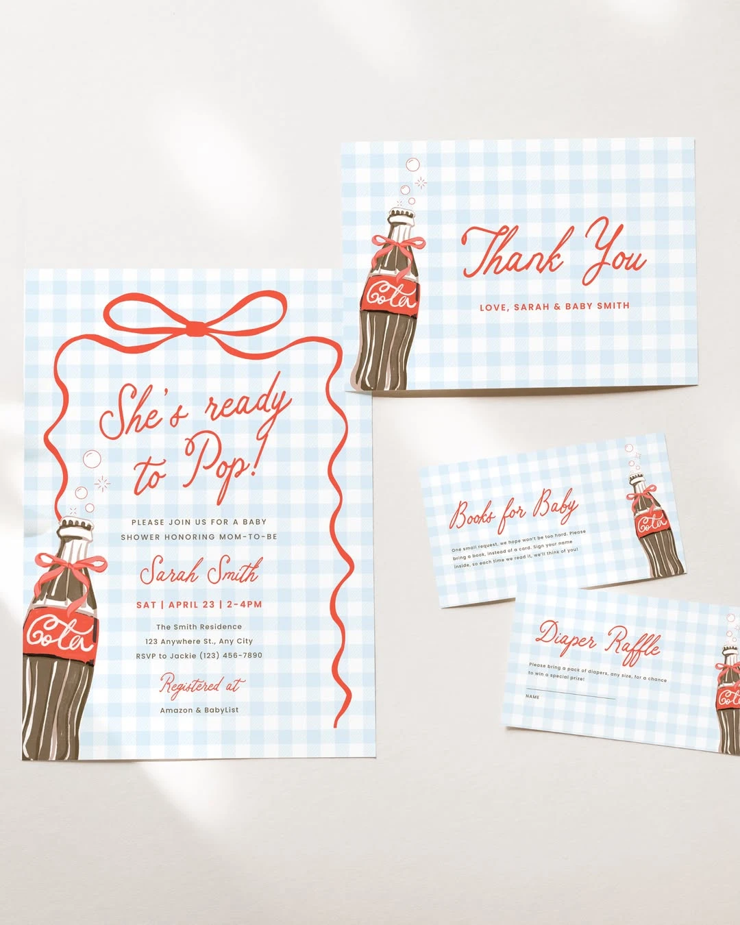 Coordinated Mailing Inserts she s ready to pop baby shower