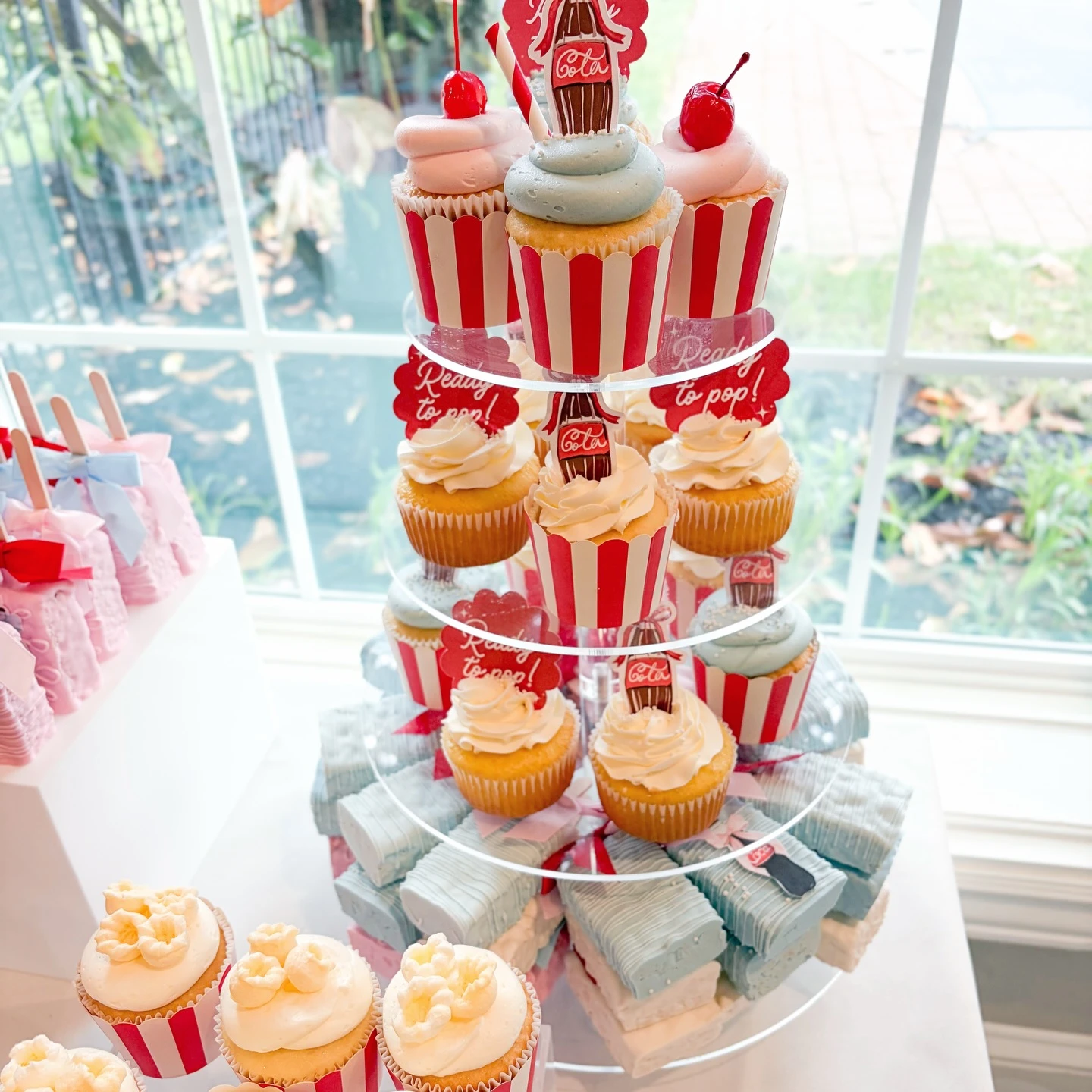 Space-Saving Acrylic Towers she s ready to pop baby shower