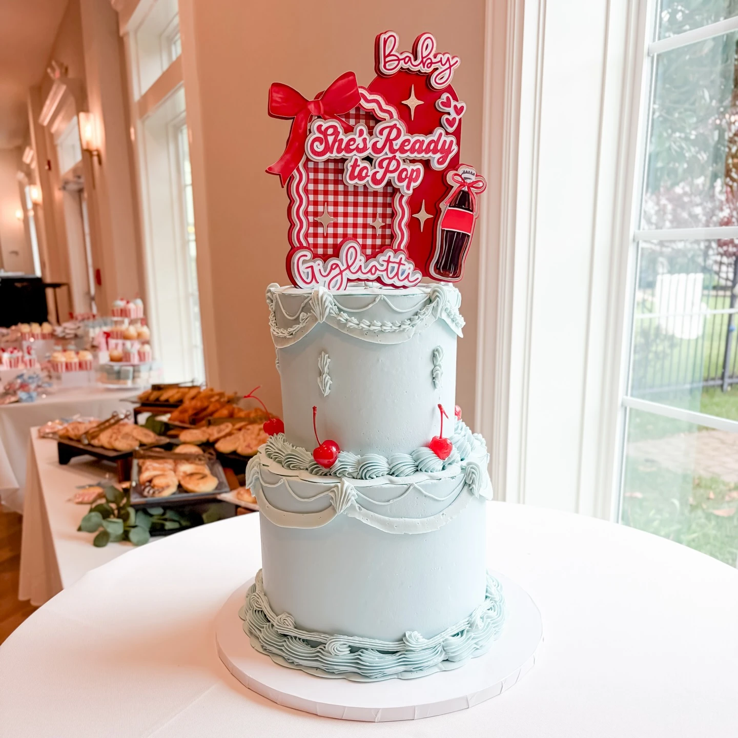 Graphic Acrylic Cake Topper she s ready to pop baby shower