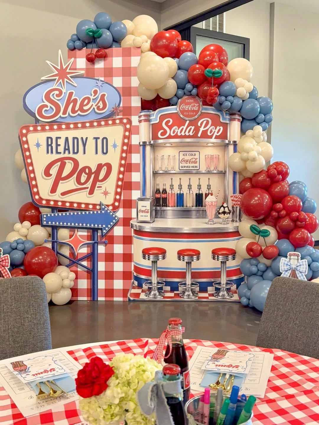 Nostalgic Diner Photo Op she s ready to pop baby shower