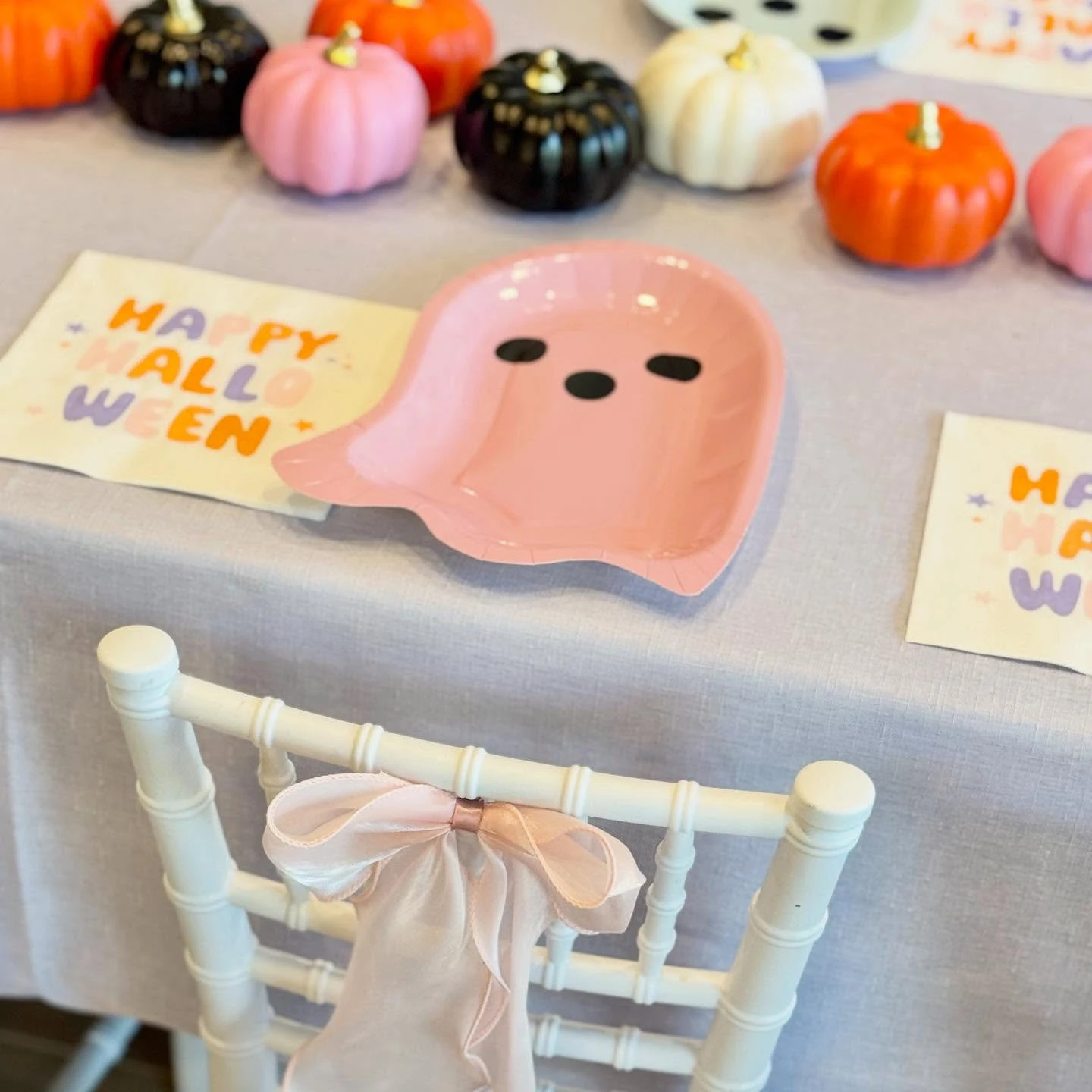 Pastel Ghost Table Setting spooky one first birthday