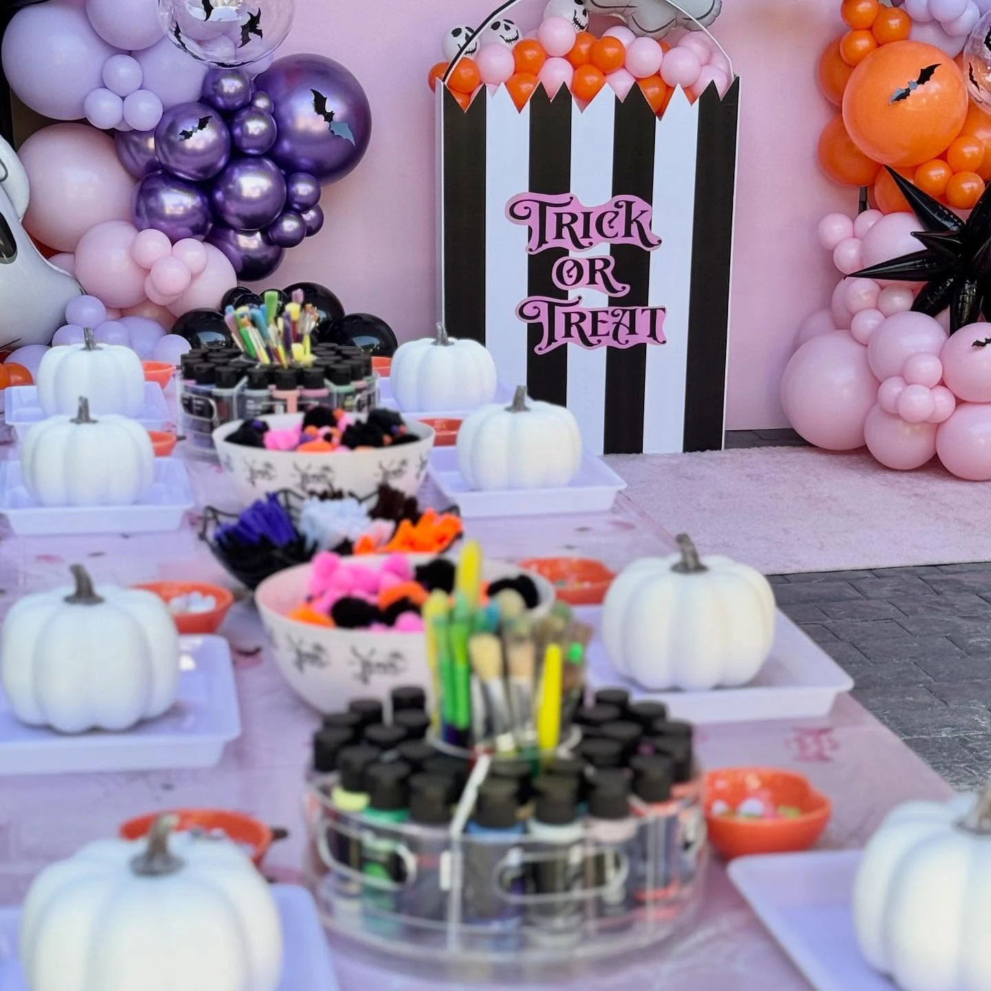 Mini Pumpkin Decorating Station spooky one first birthday
